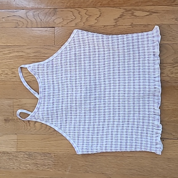 SO BRAND WOMENS JUNIOR PURPLE AND WHITE SMOCKING SUMMER TANK TOP SIZE LARGE - Picture 2 of 12
